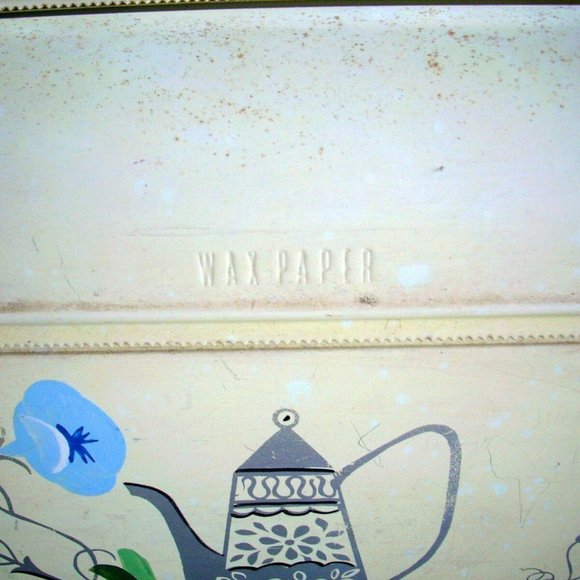 ❤️1940 METAL PAINTED WITH FLOWERS KITCHEN WAX PAPER & PAPER TOWEL HOLDER Saran - Picture 8 of 8